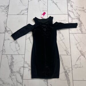 First Love Black Cold Shoulder Bodycon Dress
